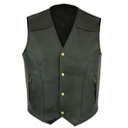 YLSDY Men's Genuine Cowhide Leather Vest Biker Waistcoat Black/Brown V-Neck Sleeveless Single Breasted with Zipper Pockets Black XXXXL